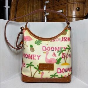 Rare HTF Vintage Dooney & Bourke A Fun Flamingo Shoulder Bag